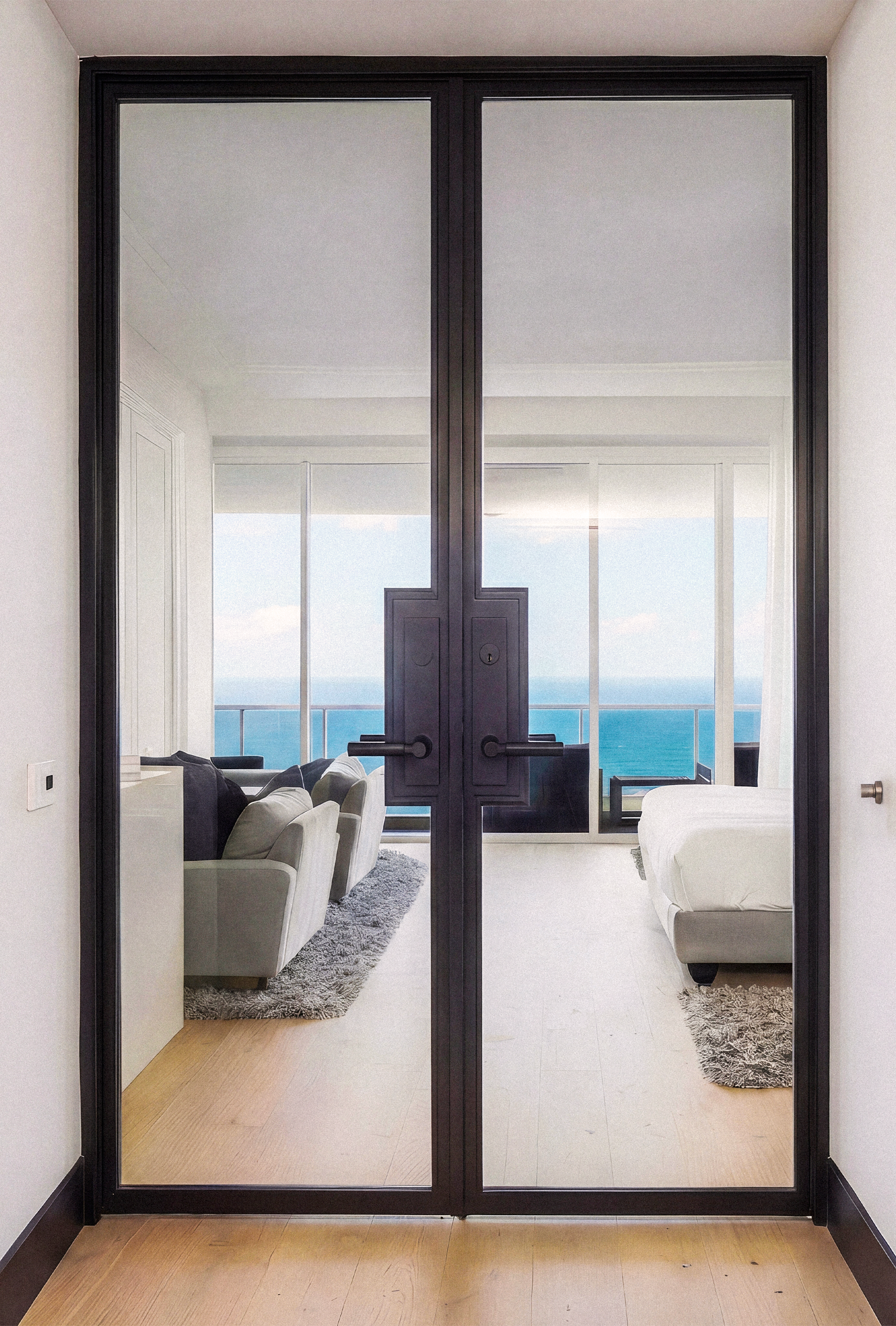 Ignition Series fire-rated double glass entry with ocean view