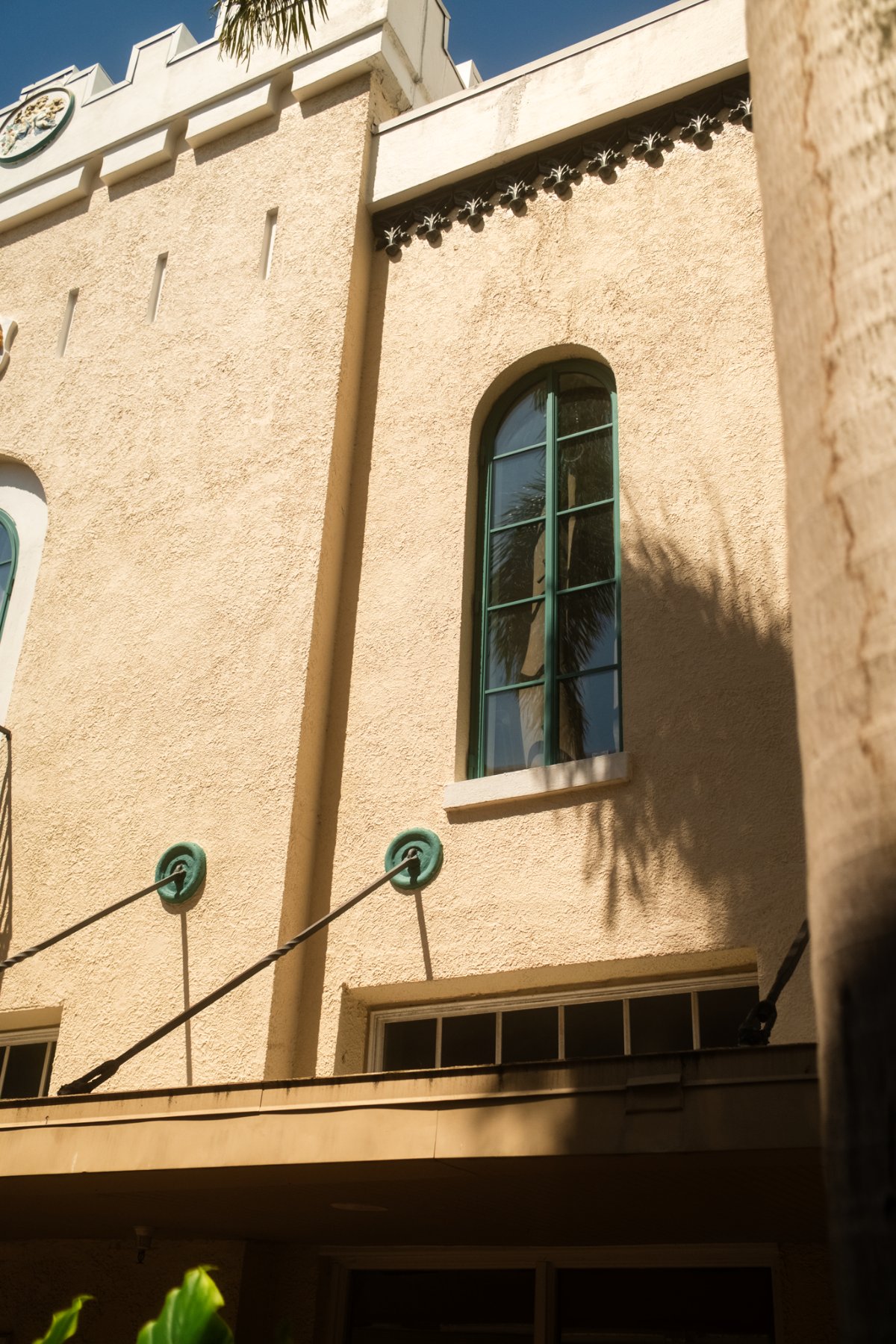 Tall arched steel window detail