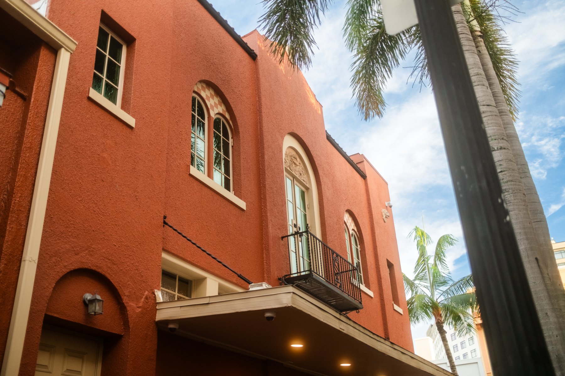 Steel balcony doors and arched windows
