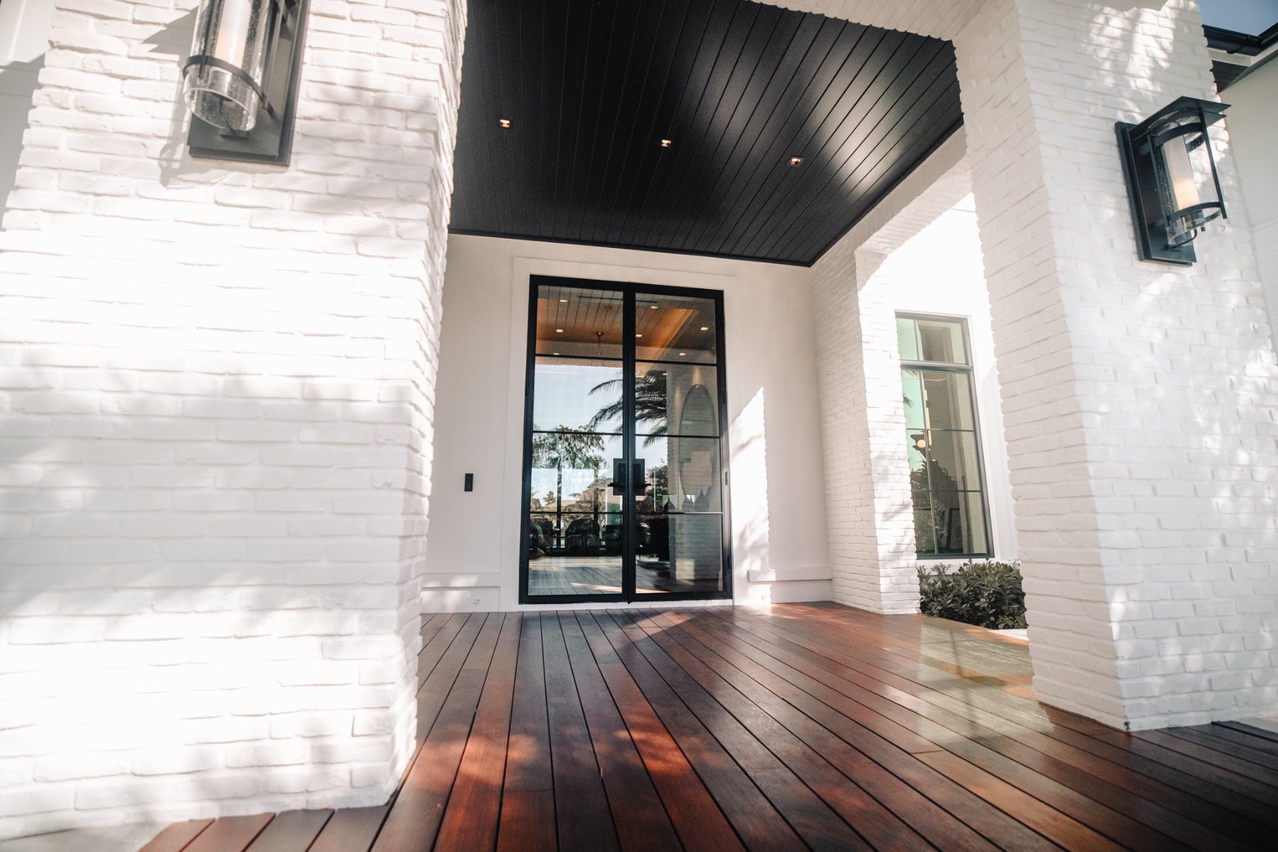 Milano steel entry door on wood deck