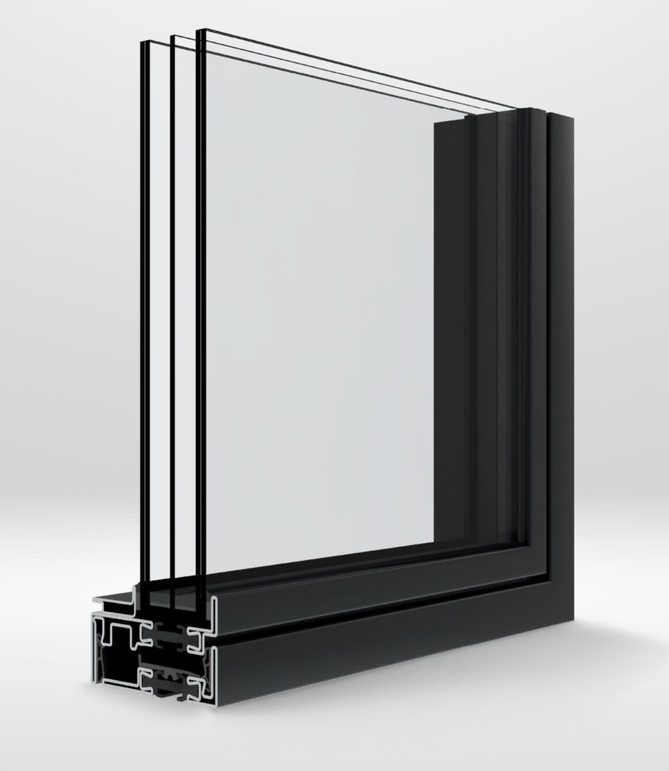 SS316 stainless steel profile corner sample in a black finish