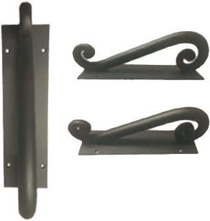 PCIW6 iron door pull, plate and profile