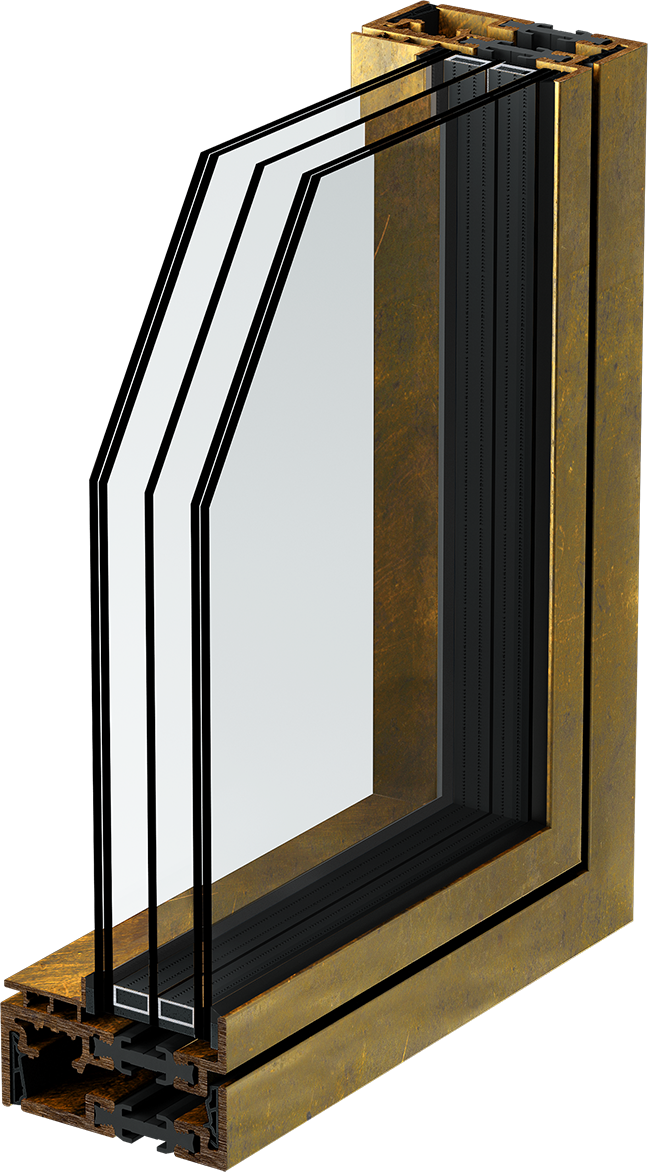 B75TB thermal-break architectural bronze window profile, cutaway