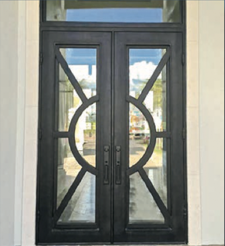 Sunburst iron door design